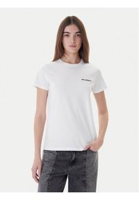 Karl Lagerfeld - KARL LAGERFELD T-Shirt A1W17019 Biały Regular Fit. Typ kołnierza: dekolt w karo. Kolor: biały. Materiał: bawełna #1