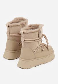 Born2be - Ciemnobeżowe Śniegowce na Grubej Podeszwie z Futerkiem Alwedra. Okazja: na co dzień. Kolor: beżowy. Materiał: futro. Styl: casual, elegancki, sportowy #7