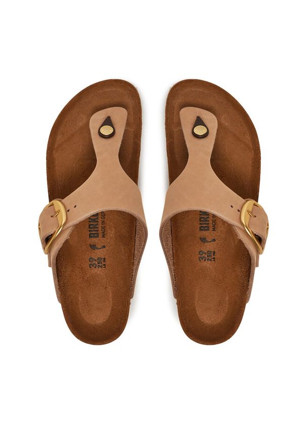 Japonki Birkenstock. Kolor: beżowy. Materiał: len