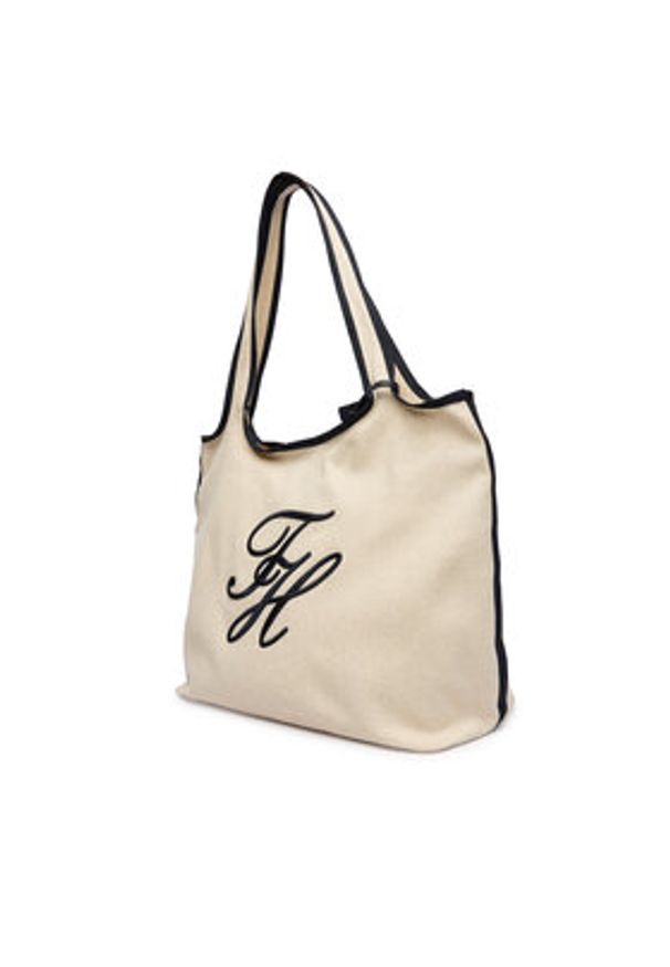 TOMMY HILFIGER - Tommy Hilfiger Torebka Th Summer Tote Canvas AW0AW18398 Biały. Kolor: biały