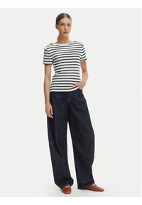 TOMMY HILFIGER - Tommy Hilfiger T-Shirt WW0WW49250 Écru Slim Fit. Kolor: kremowy. Materiał: bawełna #3