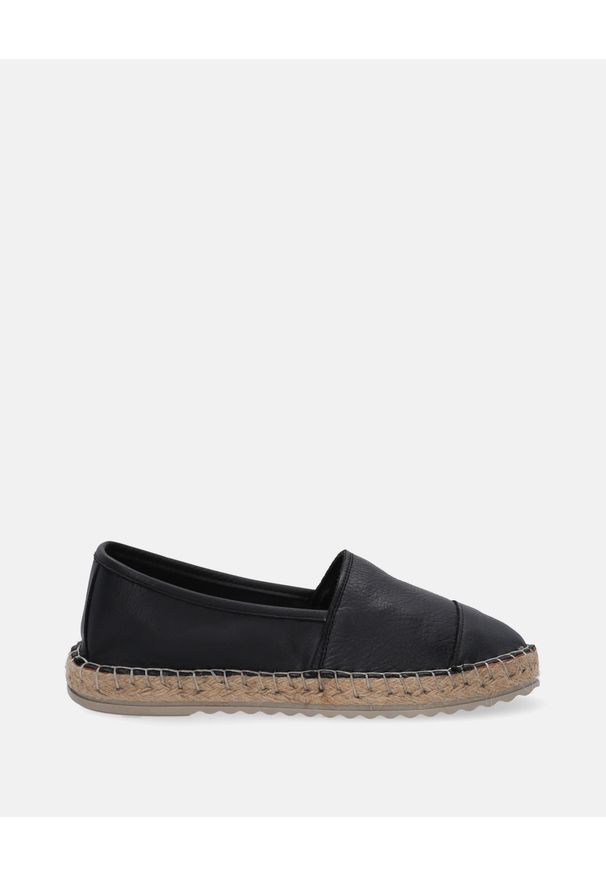 Venezia - CZARNE ESPADRYLE 69722Y501 BLACK. Kolor: czarny. Materiał: materiał, syntetyk, skóra. Obcas: na obcasie. Wysokość obcasa: średni