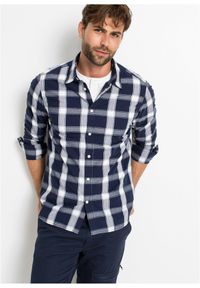 bonprix - Koszula z długim rękawem czystej bawełny. Kolor: niebieski. Materiał: bawełna. Długość rękawa: długi rękaw. Długość: długie #1