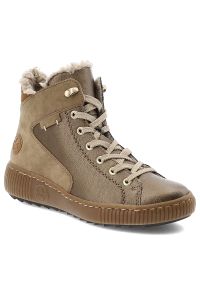 Brązowe Trzewiki Rieker Ocieplane Buty Damskie. Okazja: na co dzień. Zapięcie: sznurówki. Kolor: brązowy. Materiał: skóra. Szerokość cholewki: normalna. Sezon: zima, jesień. Styl: casual, elegancki #1