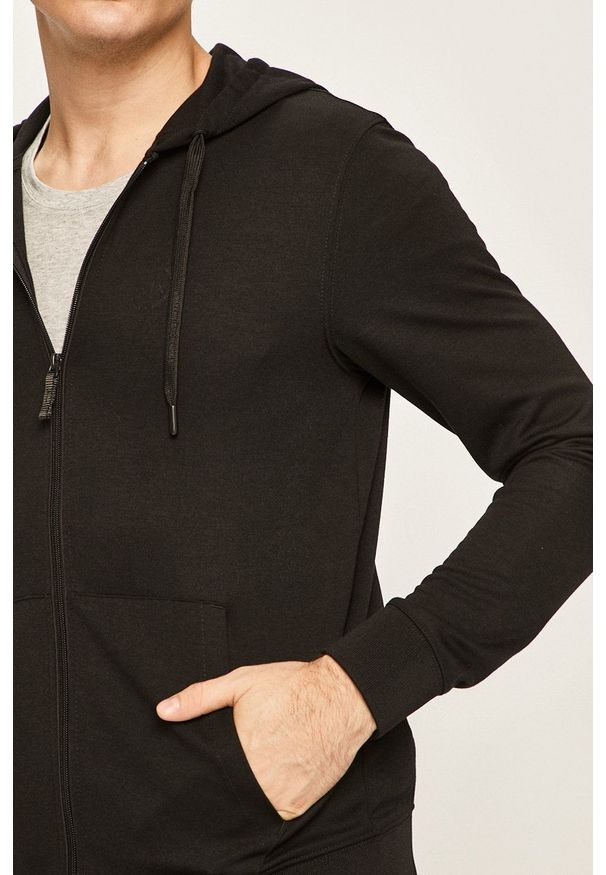 Armani Exchange - Bluza. Okazja: na co dzień. Typ kołnierza: kaptur. Kolor: czarny. Styl: casual
