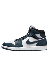 Buty do chodzenia męskie Nike Air Jordan 1 Mid. Zapięcie: sznurówki. Kolor: biały, niebieski, wielokolorowy. Materiał: materiał. Szerokość cholewki: normalna. Sport: turystyka piesza