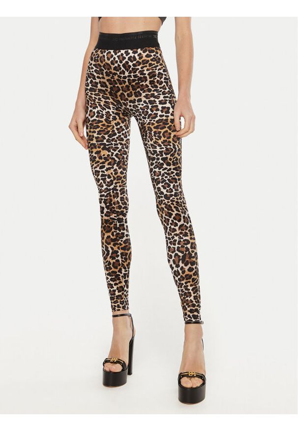 Elisabetta Franchi Legginsy PA-056-47E2-V190 Brązowy Slim Fit. Kolor: brązowy. Materiał: syntetyk