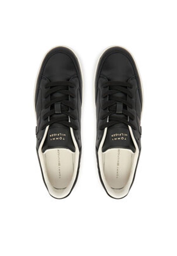 TOMMY HILFIGER - Tommy Hilfiger Sneakersy Th Heritage Court Sneaker Ltr FW0FW09028 Czarny. Kolor: czarny. Materiał: skóra