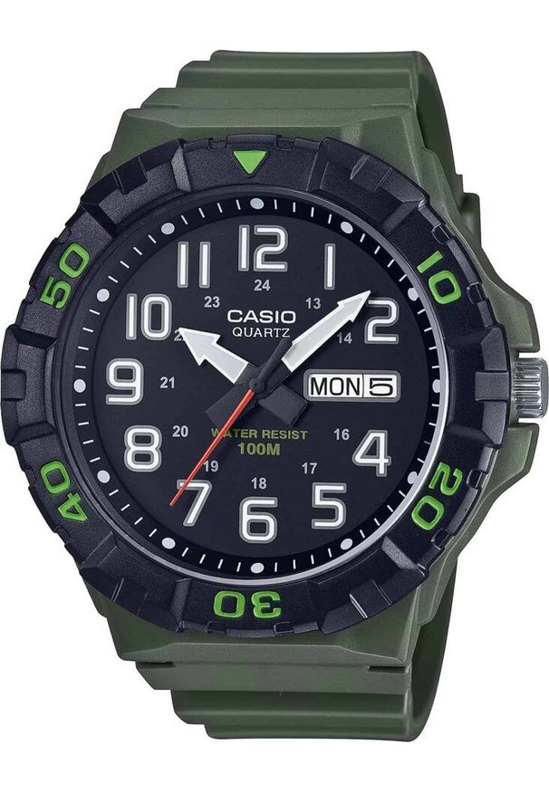 Zegarek Casio Zegarek marki Casio model MRW-210H-3A kolor Zielony. Akcesoria męski. Sezon: Cały rok NoSize. Kolor: zielony