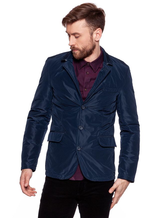 Wrangler - MĘSKA MARYNARKA WRANGLER BLAZER DARK NAVY W4742VMAE. Materiał: materiał