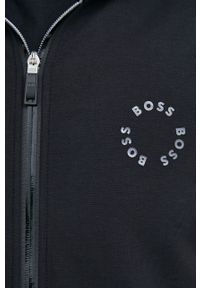 Boss Green - BOSS bluza BOSS GREEN męska kolor czarny z kapturem z nadrukiem. Typ kołnierza: kaptur. Kolor: czarny. Materiał: poliester. Długość rękawa: raglanowy rękaw. Wzór: nadruk #2