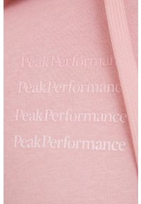 Peak Performance bluza damska kolor różowy z kapturem gładka. Typ kołnierza: kaptur. Kolor: różowy. Materiał: dzianina. Wzór: gładki