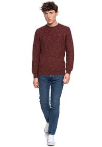 Mustang - MĘSKI SWETER MUSTANG Muline Jumper GARNET 1006554 7146. Kolor: czerwony. Wzór: melanż #9