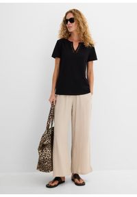 bonprix - T-shirt z dekoracyjnym dekoltem. Kolor: czarny. Materiał: bawełna #3