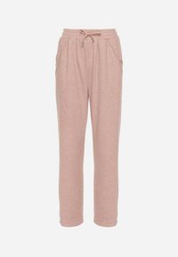 Born2be - Różowe Spodnie z Wysokim Stanem Ozdobione Sznurkami Akleria. Okazja: na spacer. Stan: podwyższony. Kolor: różowy. Materiał: jeans. Wzór: aplikacja