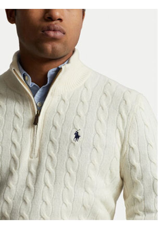 Polo Ralph Lauren Sweter 710876766001 Écru Regular Fit. Typ kołnierza: polo. Materiał: wełna