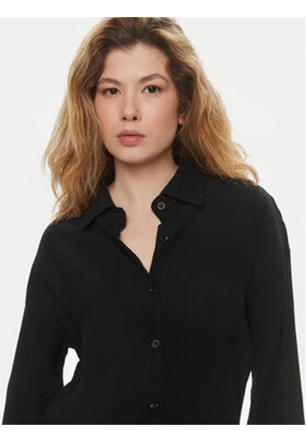 Brave Soul Koszula LSH-573KENDALL Czarny Straight Fit. Kolor: czarny. Materiał: wiskoza