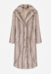 Born2be - Jasnobeżowy Jednorzędowy Płaszcz Futerko o Klasycznym Kroju Yrelsha. Okazja: na co dzień. Kolor: beżowy. Materiał: futro. Styl: klasyczny #3