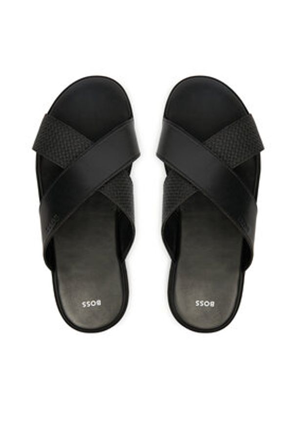 BOSS Klapki Darrel 50563155 Czarny. Kolor: czarny. Materiał: skóra