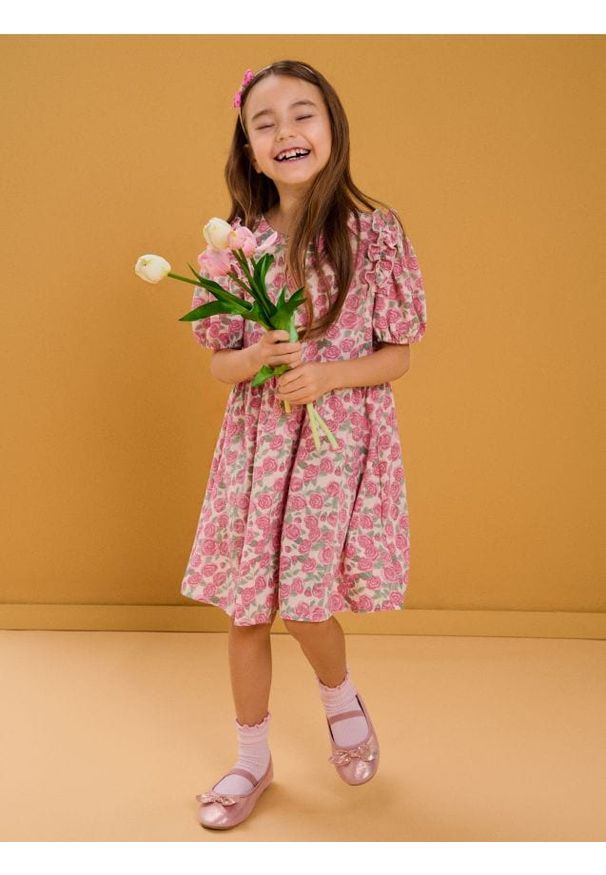 Sinsay - Sukienka babydoll z ozdobną kokardą - wielobarwny. Typ kołnierza: kokarda