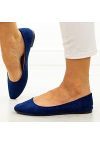 Granatowe baleriny damskie Sabatina Zh20-3. Kolor: niebieski. Materiał: zamsz. Obcas: na obcasie. Styl: klasyczny. Wysokość obcasa: średni