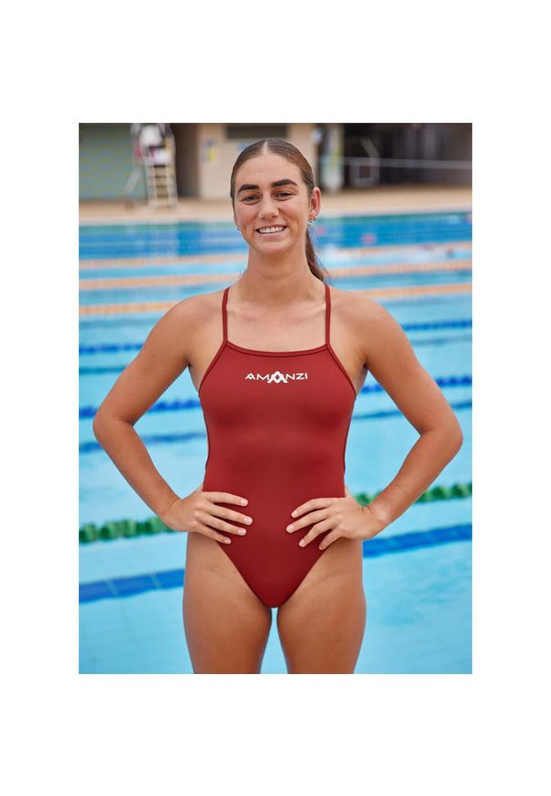 AMANZI - Amanzi Chino Tie Back One Piece Swimwsuit - Size 26 (Aus G08). Kolor: brązowy