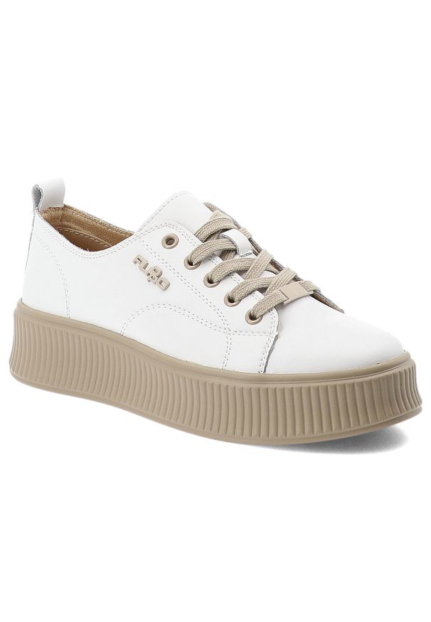 Białe Sneakersy Filippo Modne Buty Damskie. Okazja: na co dzień. Zapięcie: sznurówki. Kolor: biały. Materiał: skóra, jeans. Szerokość cholewki: normalna. Obcas: na platformie