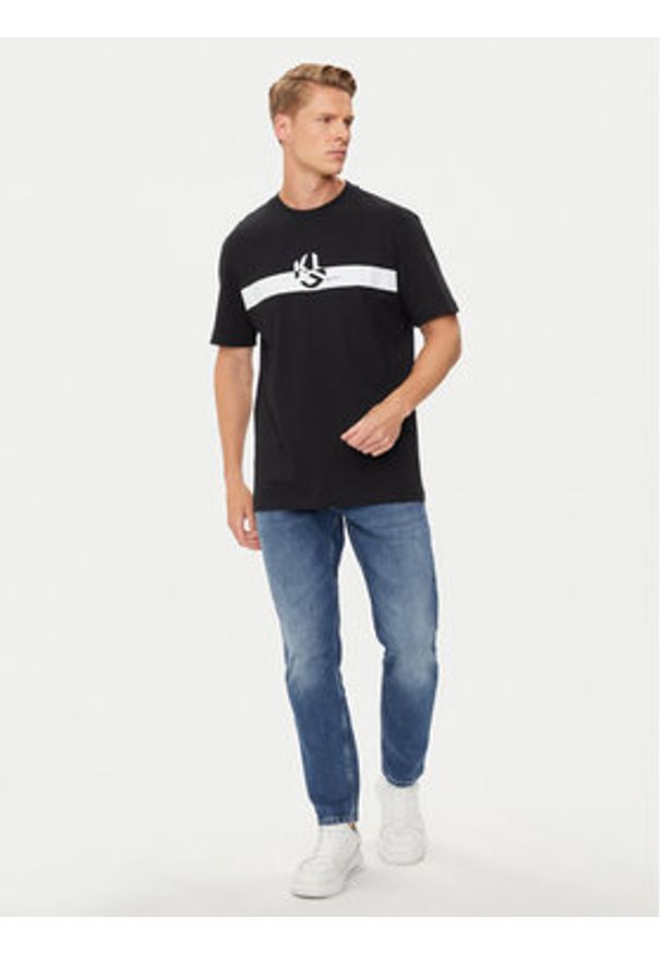 Karl Lagerfeld Jeans T-Shirt 245D1701 Czarny Regular Fit. Kolor: czarny. Materiał: bawełna