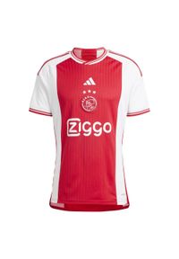 Adidas - Koszulka do piłki nożnej Ajax domowa sezon 2023/2024. Kolor: biały, czerwony, wielokolorowy
