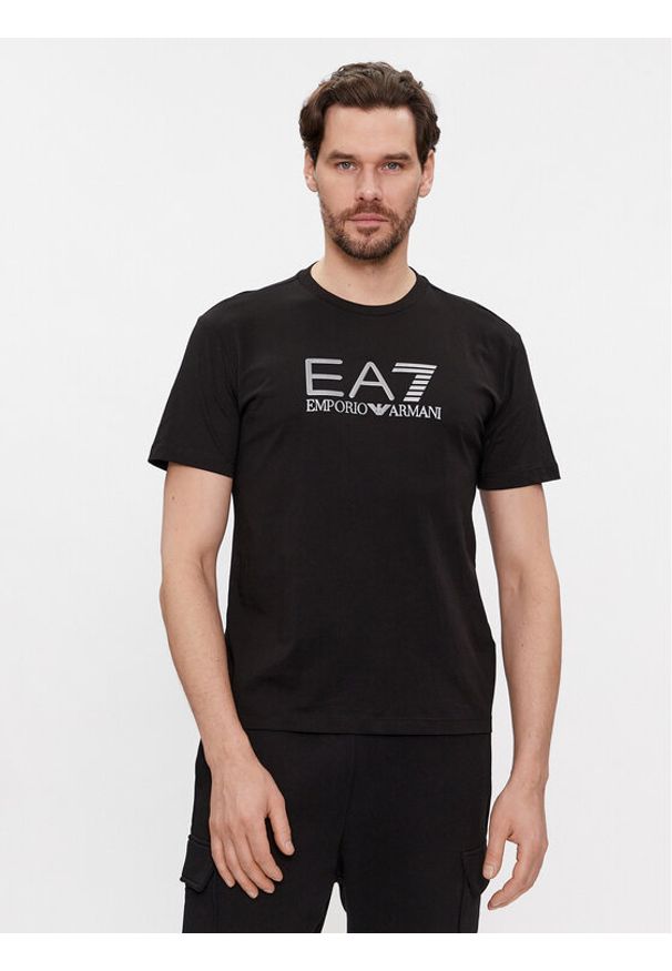 EA7 Emporio Armani T-Shirt 6RPT71 PJM9Z 1200 Czarny Regular Fit. Kolor: czarny. Materiał: bawełna