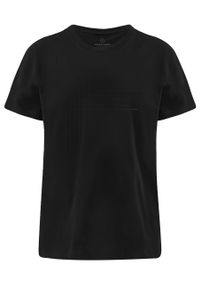 Volcano - Koszulka z dżetami T-MONIC. Okazja: na co dzień. Materiał: bawełna, jeans, elastan, materiał. Długość: krótkie. Wzór: nadruk, geometria. Styl: klasyczny, casual, elegancki
