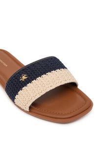 TOMMY HILFIGER - Tommy Hilfiger Klapki Flat Mule Crochet FW0FW09513 Granatowy. Kolor: niebieski. Materiał: materiał #4