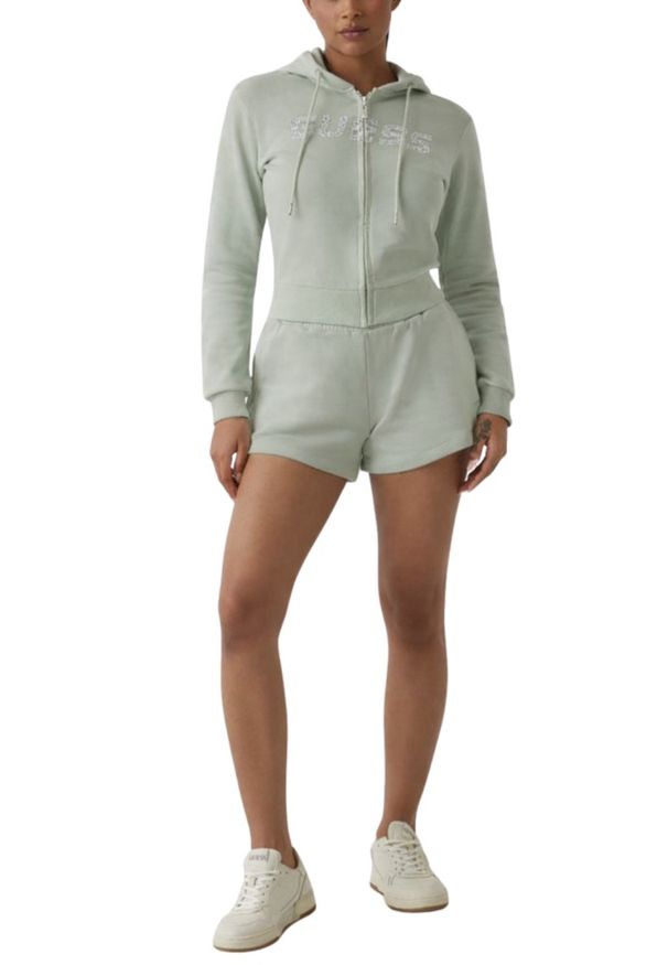 Guess - GUESS Zielona damska bluza z cyrkoniami Primula, Rozmiar M. Kolor: zielony
