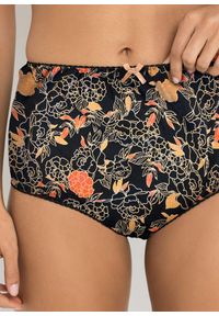 bonprix - Figi z wysoką talią (4 pary). Kolor: czarny. Wzór: gładki, nadruk, kwiaty #2