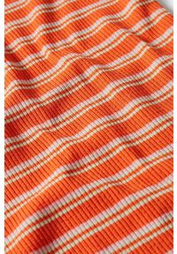 mango - Mango spódnica Rama kolor pomarańczowy mini prosta. Okazja: na co dzień. Stan: podwyższony. Kolor: pomarańczowy. Materiał: włókno, dzianina. Styl: casual #5