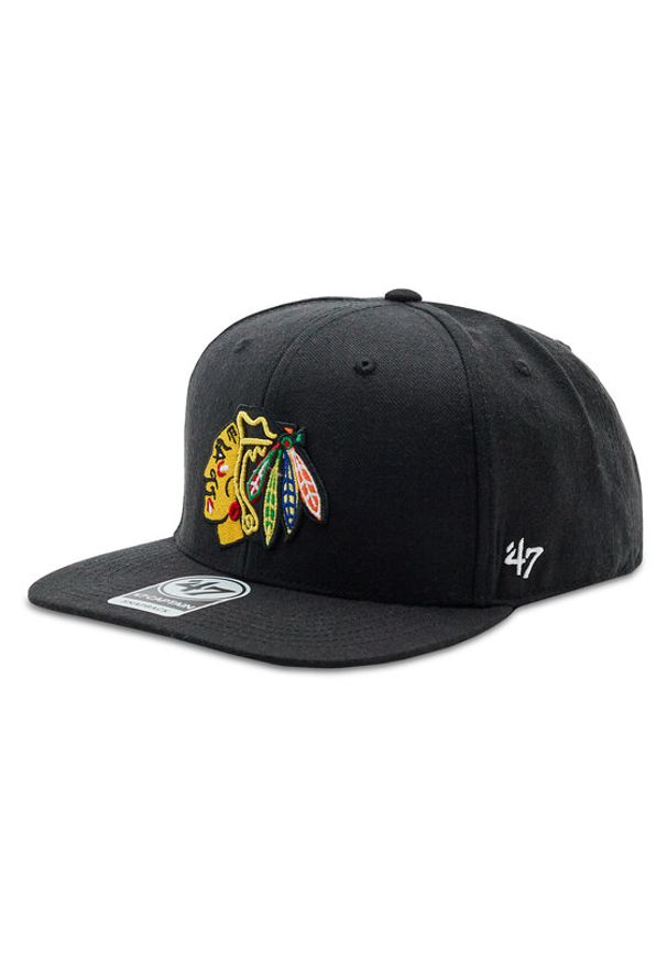 47 Brand Czapka z daszkiem NHL Chicago Blackhawks No Shot '47 CAPTAIN H-NSHOT04WBP-BKB Czarny. Kolor: czarny. Materiał: materiał