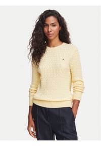TOMMY HILFIGER - Tommy Hilfiger Sweter WW0WW44993 Żółty jasny Regular Fit. Kolor: żółty. Materiał: bawełna #1
