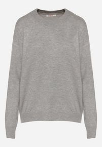 Born2be - Szary Casualowy Sweter z Wełną i Bawełną Nedalla. Okazja: na co dzień. Kolor: szary. Materiał: wełna, bawełna. Długość rękawa: długi rękaw. Długość: długie. Styl: casual #4