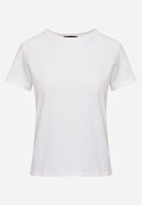 Renee - Biały Bawełniany T-shirt o Gładkim Wykończeniu i Prostym Fasonie Melamene. Okazja: na co dzień. Kolor: biały. Materiał: bawełna. Wzór: gładki. Styl: casual #5