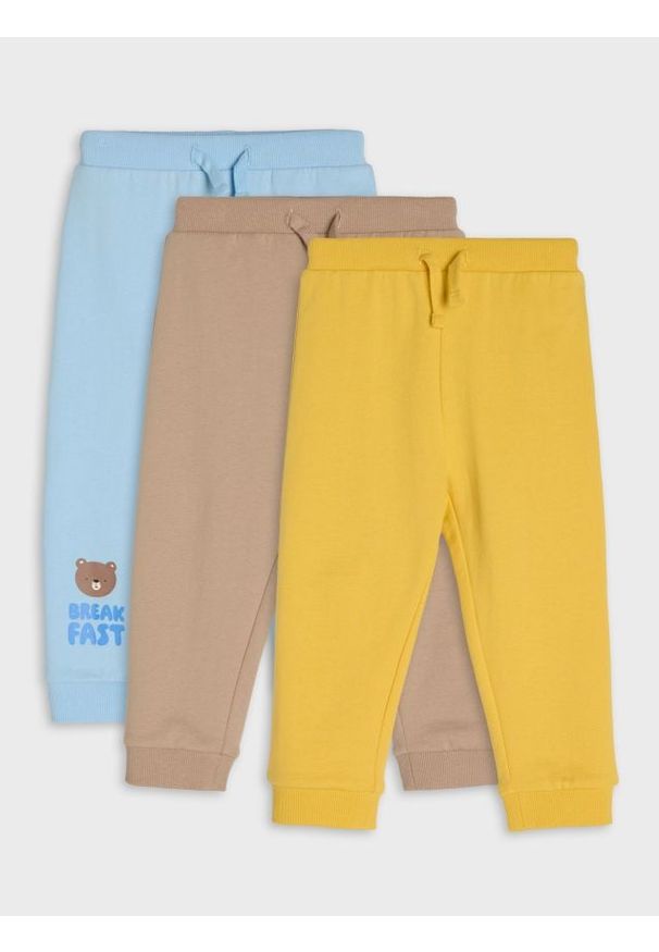 Sinsay - Spodnie dresowe jogger 3 pack - błękitny. Kolor: niebieski. Materiał: dresówka