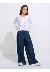 Sinsay - Jeansy widge leg z koronkowym wykończeniem - indigo jeans #1