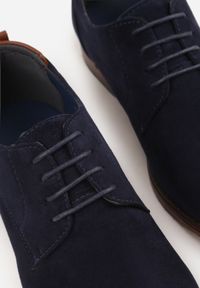 Born2be - Granatowe Sznurowane Półbuty z Imitacji Zamszu w Eleganckim Stylu Rhodica. Okazja: na co dzień, do pracy. Kolor: niebieski. Materiał: zamsz. Styl: elegancki #4