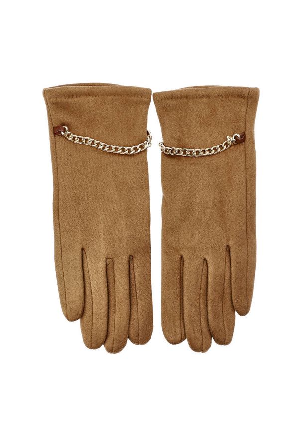 Żółte Rękawiczki Glamour Damskie Armodo. Kolor: żółty. Materiał: materiał. Sezon: zima. Styl: glamour