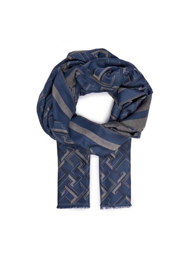 TOMMY HILFIGER - Tommy Hilfiger Szal Distinct Jacquard Scarf AW0AW16372 Niebieski. Kolor: niebieski. Materiał: wiskoza