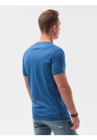 Ombre Clothing - T-shirt męski z nadrukiem S1434 V-23A - ciemnoniebieski - XXL. Kolor: niebieski. Materiał: bawełna. Wzór: nadruk
