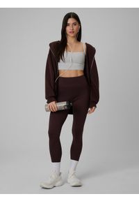 4f - 4F Legginsy dzianinowe damskie - brązowe XS. Okazja: na co dzień. Stan: podwyższony. Kolor: brązowy. Materiał: dzianina. Długość: do kostek. Wzór: gładki. Styl: casual #1