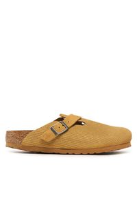 Birkenstock Klapki Boston 1025668 Brązowy. Kolor: brązowy. Materiał: skóra, welur