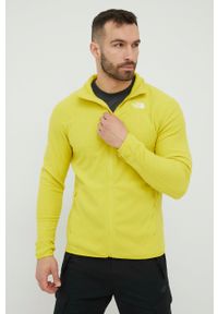 The North Face bluza sportowa 100 Glacier męska kolor żółty gładka. Kolor: żółty. Materiał: materiał, włókno, polar. Wzór: gładki. Styl: sportowy