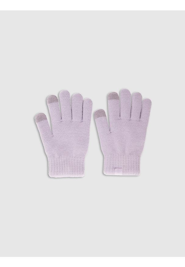 4f - 4F Rękawiczki dzianinowe Touch Screen dziecięce - fioletowe L/XL. Kolor: fioletowy. Materiał: dzianina. Styl: klasyczny, casual