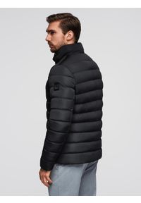 Ombre Clothing - Pikowana kurtka męska ze stójką i zamkami na klatce piersiowej – czarna V1 - Rozmiar: XL. Okazja: na co dzień. Typ kołnierza: kołnierzyk stójkowy. Kolor: czarny. Materiał: poliester, materiał. Styl: sportowy, casual, elegancki #8